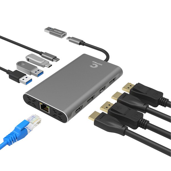 Comsol USB-C Dual 4K HDMI/DP Multi-Port Universal Adapter