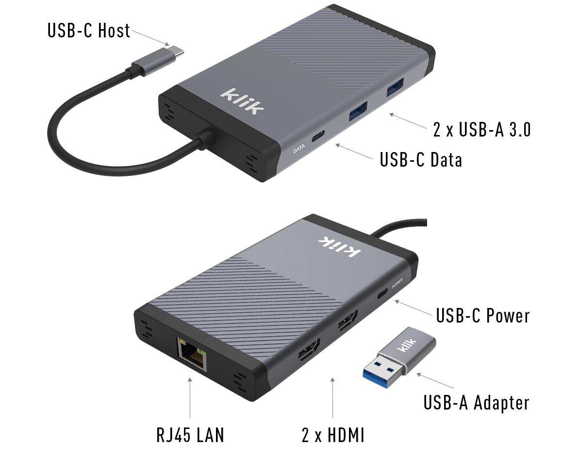 Klik Universal USB-C Multiport Adapter Side View